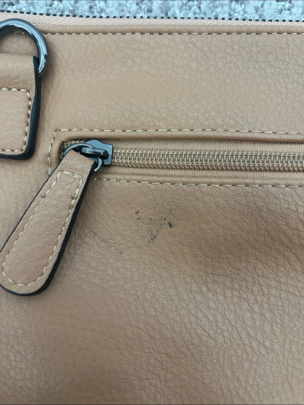 Tan Studded Leather Wristlet Clutch
